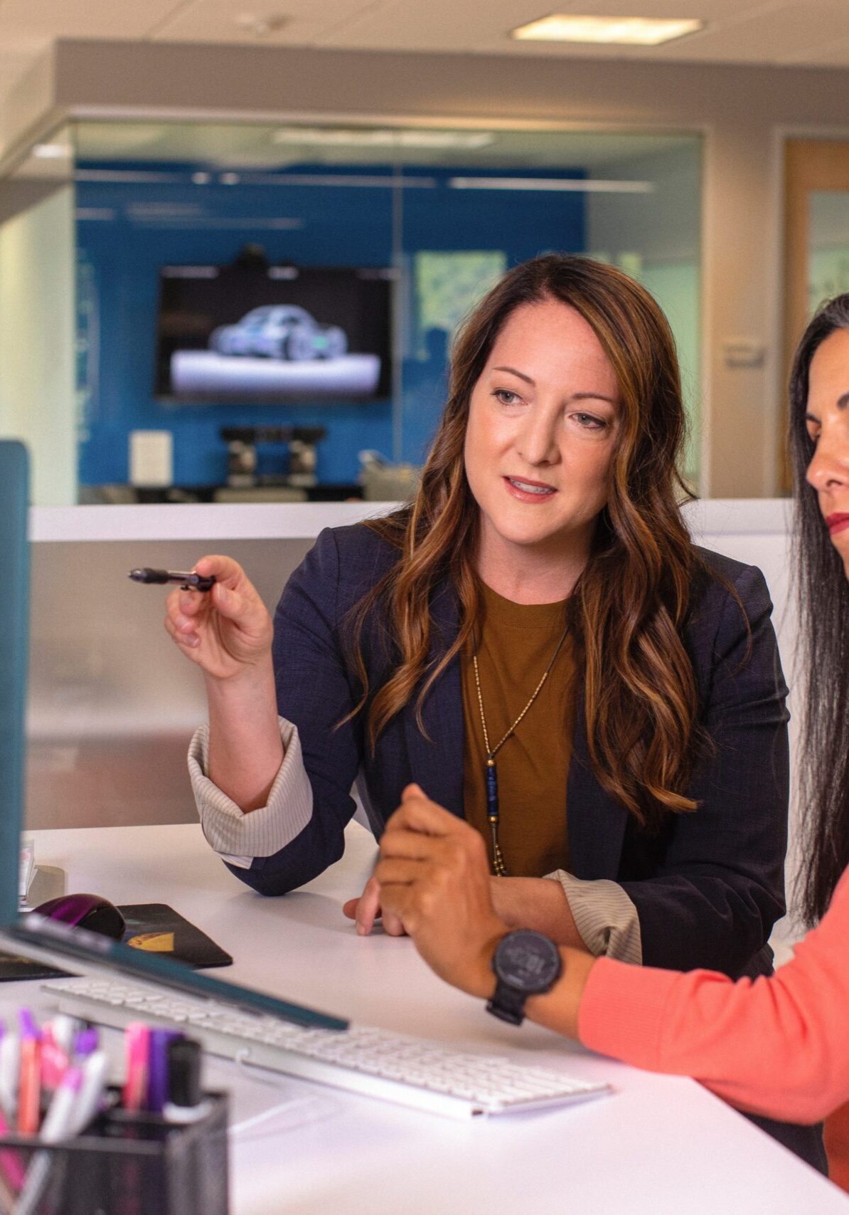 2 women working