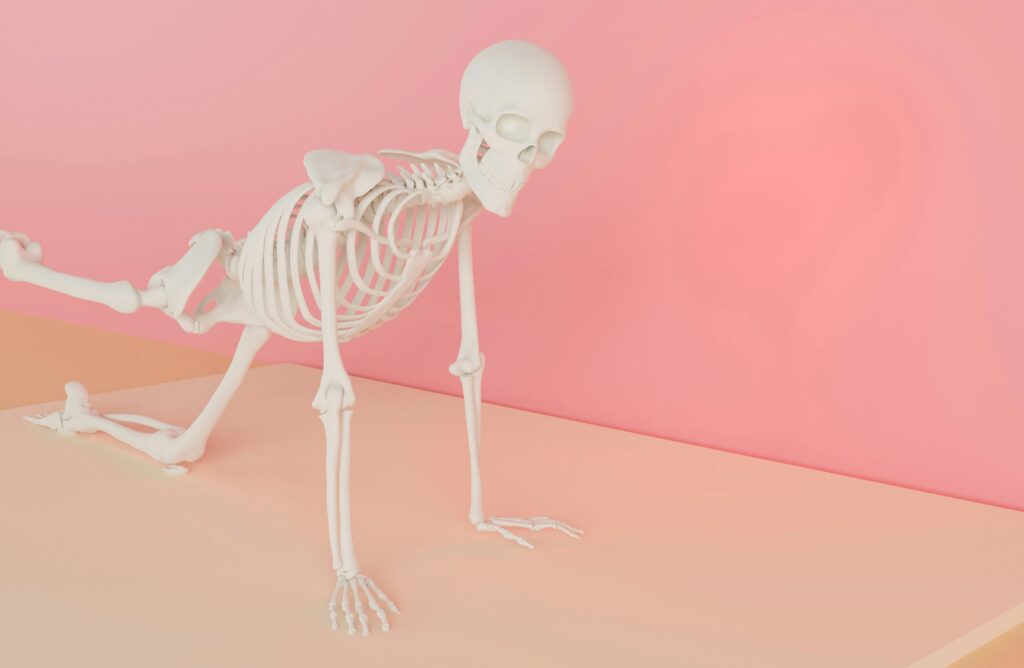 skeleton doing the splits
