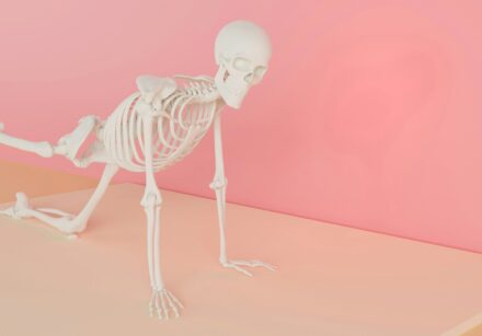 skeleton doing the splits